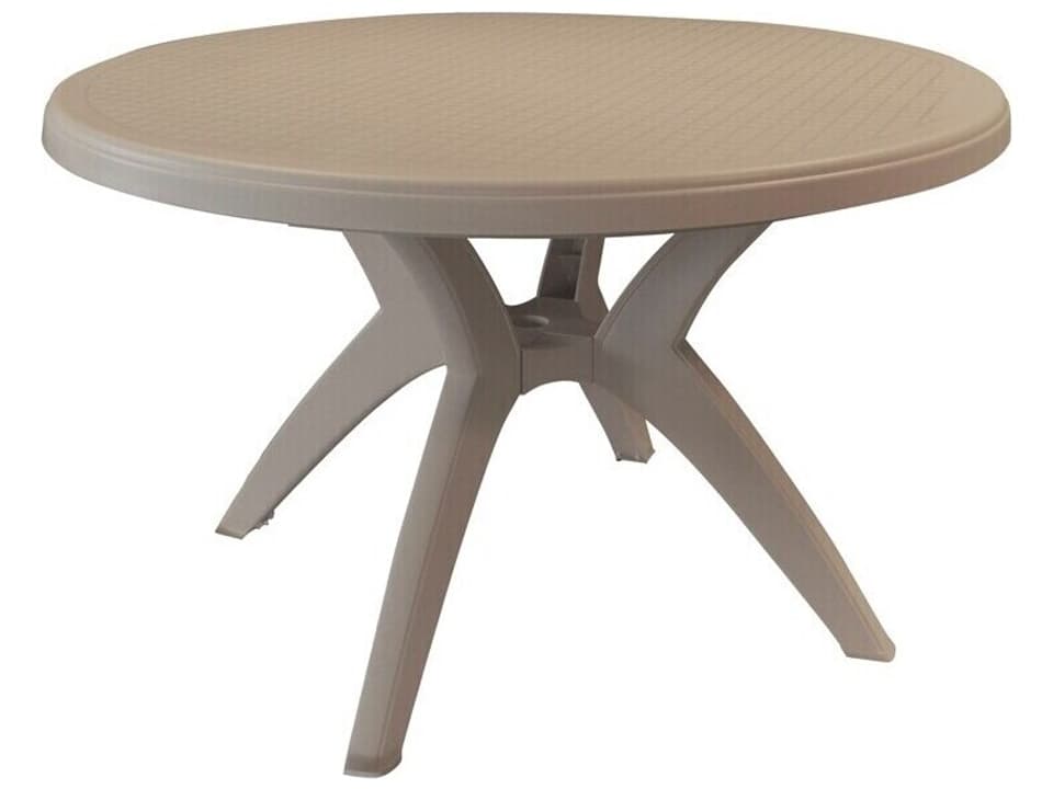 Ibiza 46-Inch Round Outdoor Dining Table in French Taupe Resin