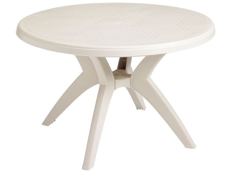 Ibiza 46-Inch Round Outdoor Dining Table in Sandstone Resin
