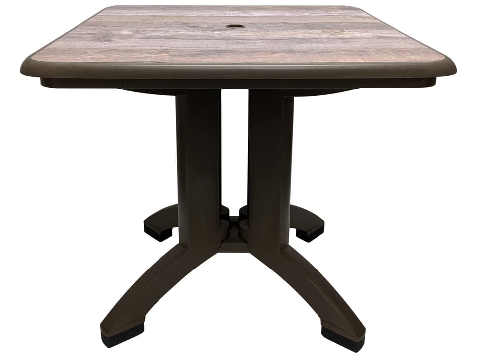 Aquaba Resin Ranch/Bronze Square Outdoor Patio Dining Table with Umbrella Hole