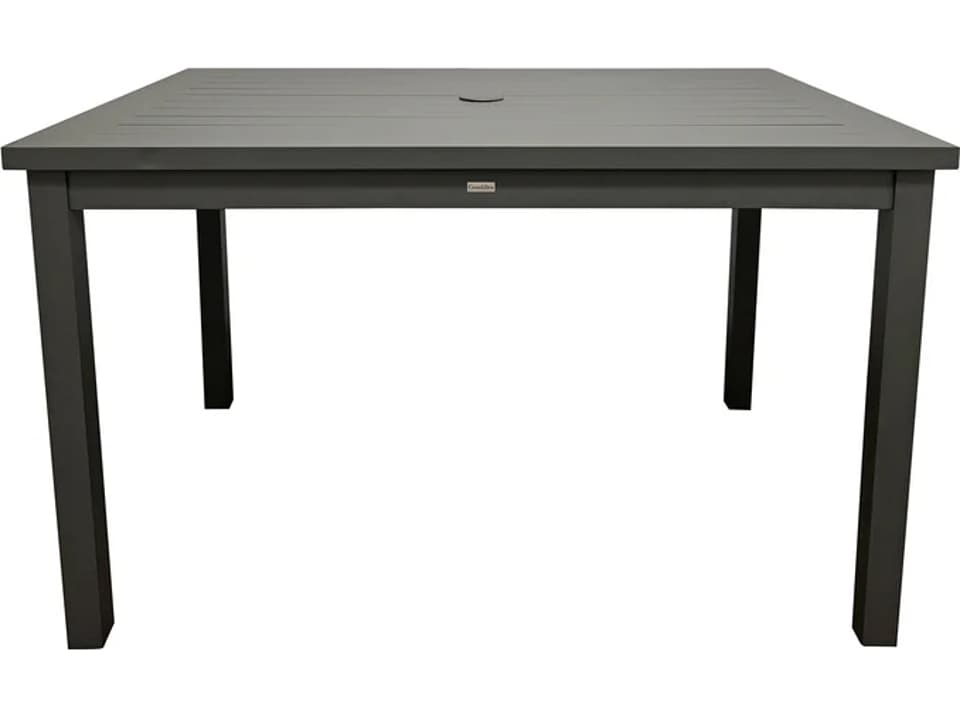 Sigma Aluminum Volcanic Black Rectangular Outdoor Dining Table with Umbrella Hole
