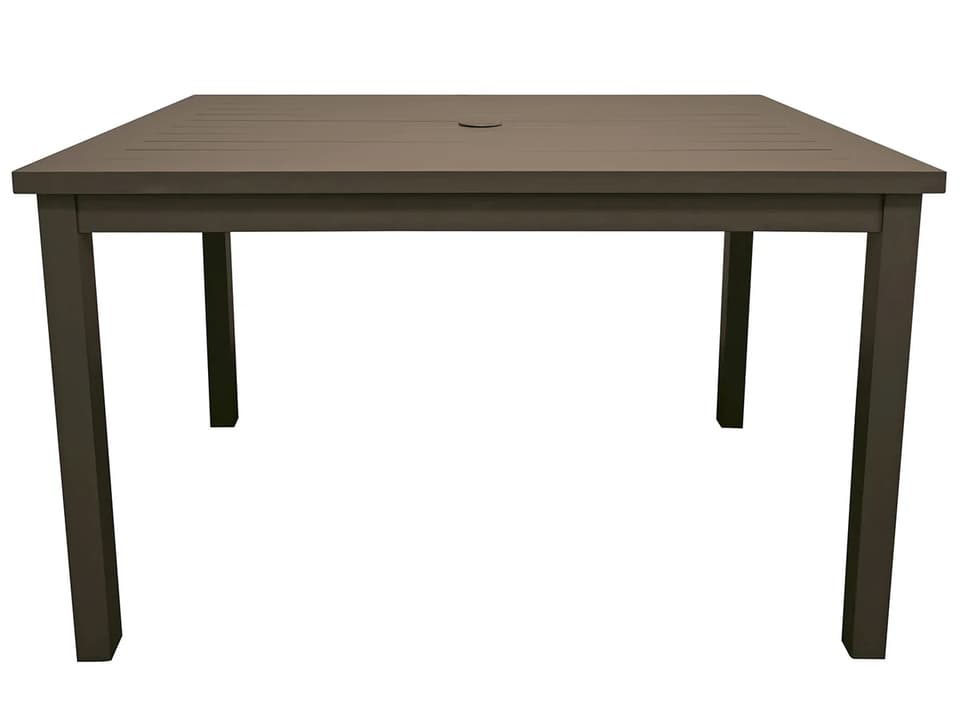 Sigma Aluminum Fusion Bronze Rectangular Outdoor Dining Table with Umbrella Hole