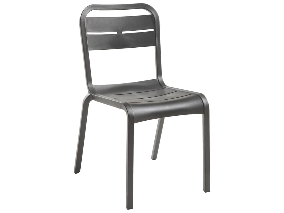 Cannes Resin Charcoal Stacking Outdoor Dining Side Chair