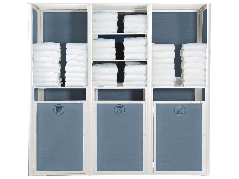 Sunset Triple Unit Towel Valet in Madras Blue and Glacier White