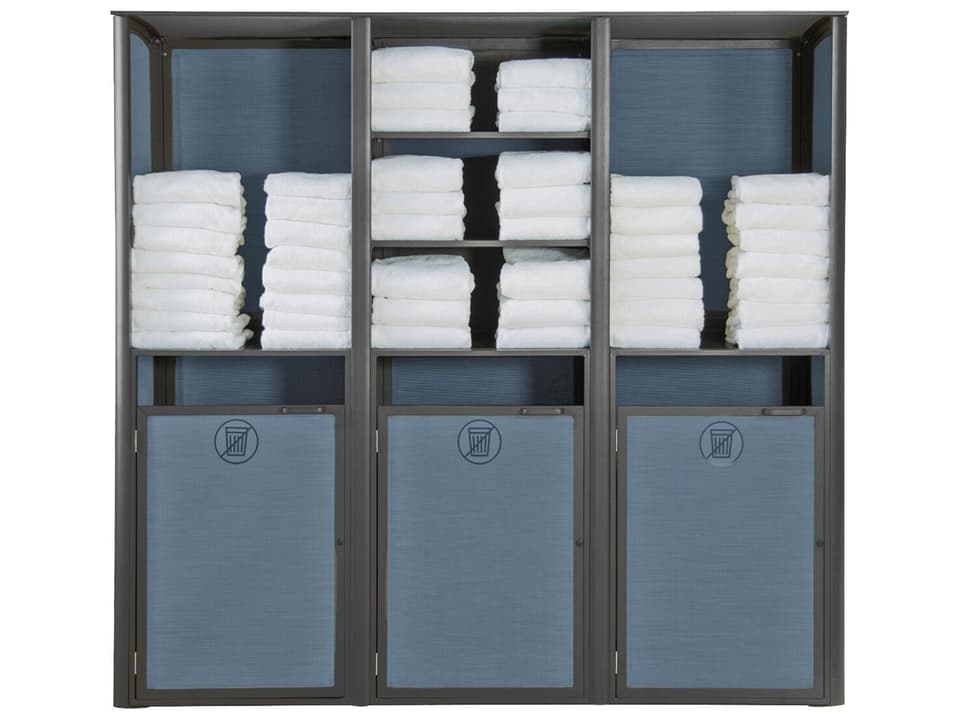 Sunset Sling Triple Unit Towel Valet in Mandras Blue Volcanic Black