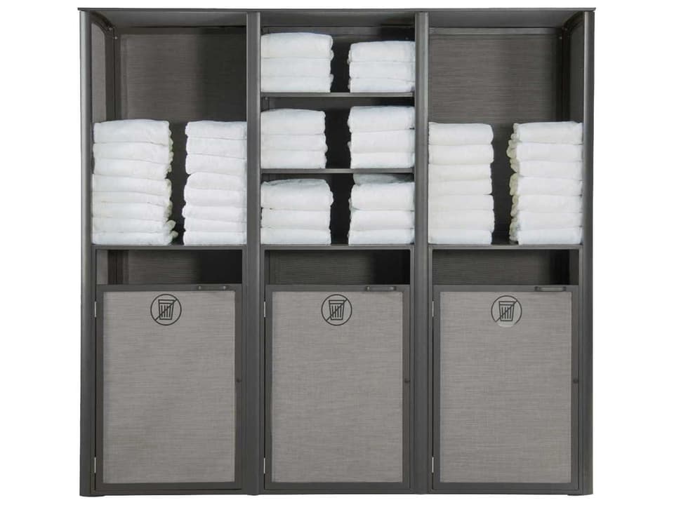 Sunset Triple Towel Valet with Gray Sling and Volcanic Black Frame