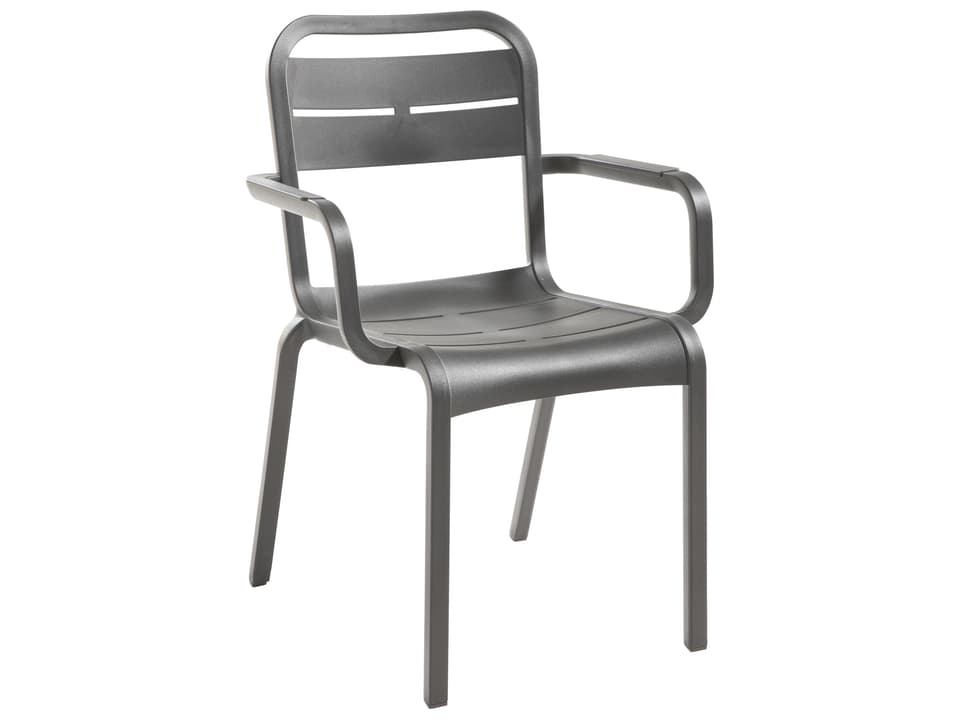 Cannes Resin Charcoal Stacking Patio Dining Arm Chair