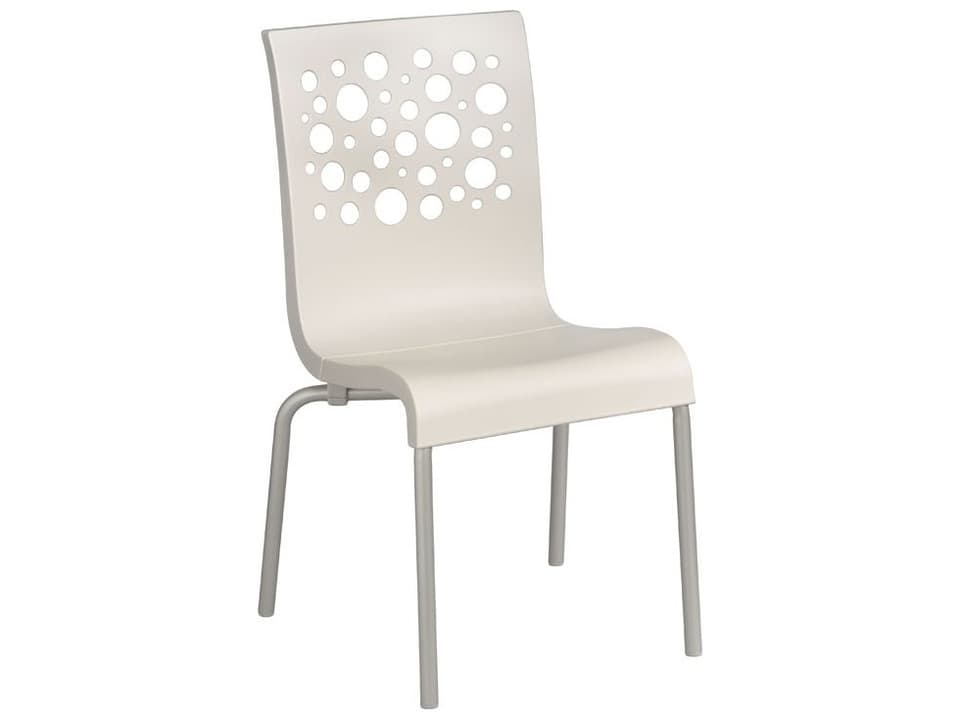 Tempo Aluminum White/White Stacking Patio Dining Side Chair