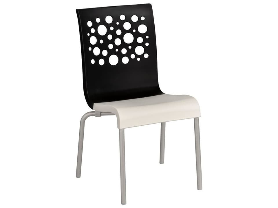 Tempo Aluminum Black/White Stacking Outdoor Dining Side Chair