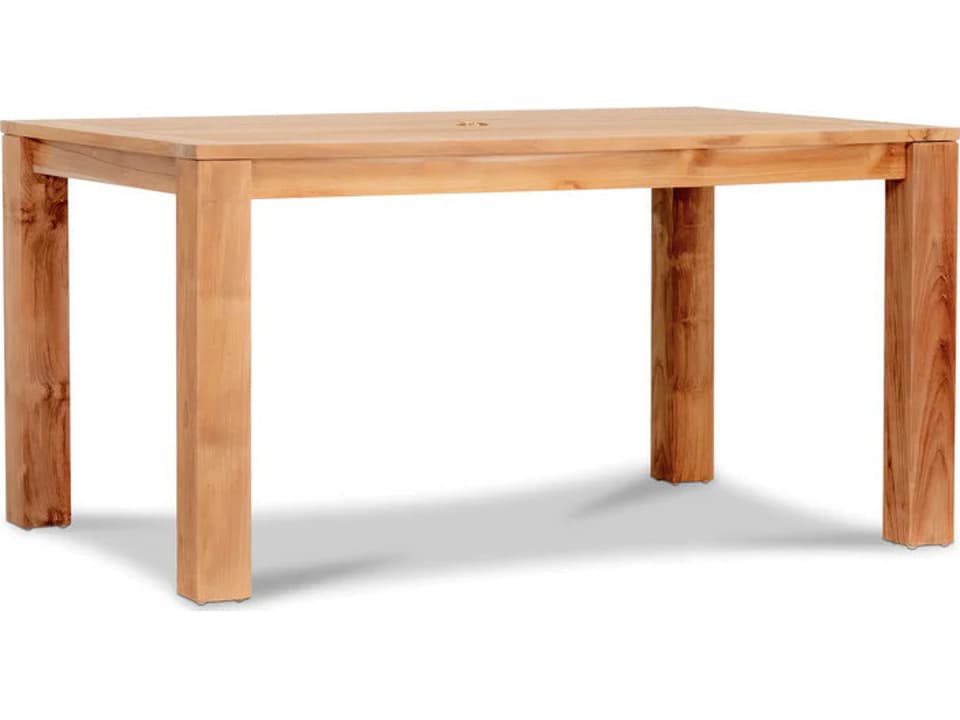 Classic Teak 60-Inch Rectangular Dining Table with Umbrella Hole