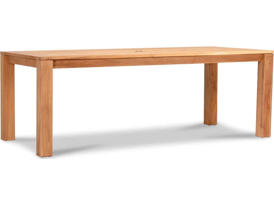 Classic Teak 87-Inch Rectangular Dining Table with Umbrella Hole