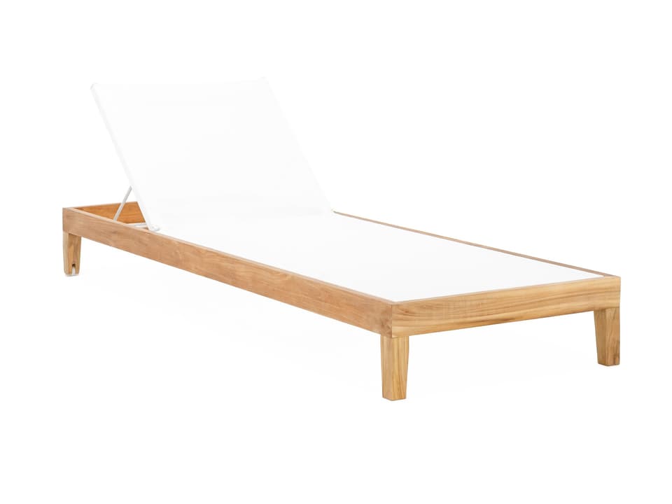 Classic Teak Sling Chaise Lounge in White
