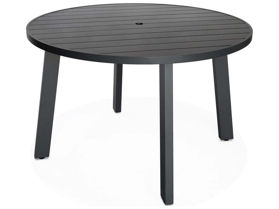 Classic Aluminum 36 Inch Square Bar Table with Umbrella Hole in Black