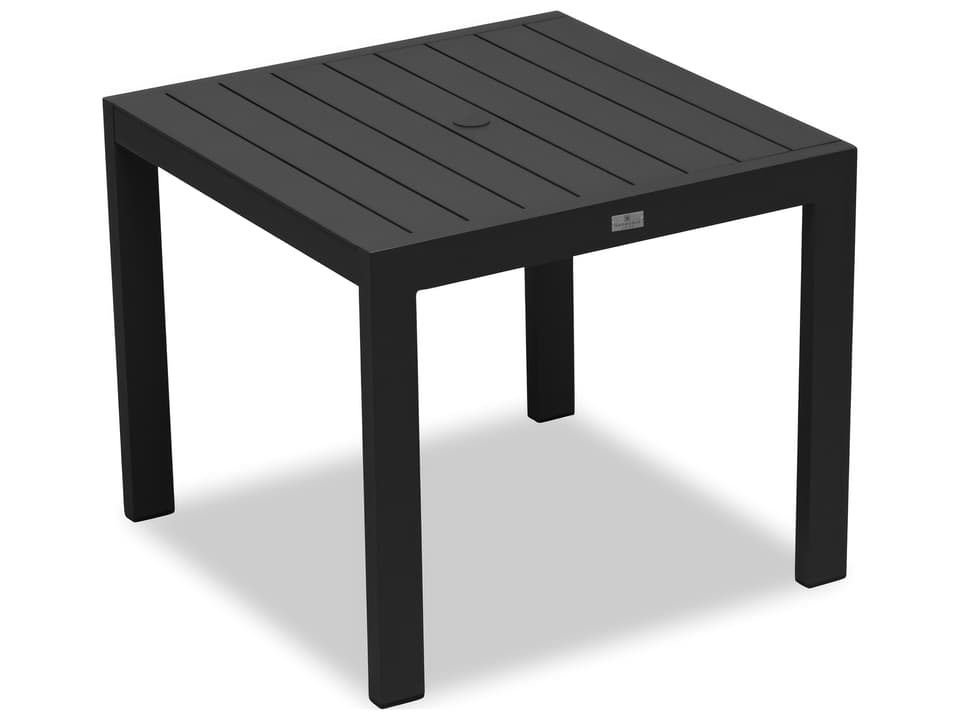 Classic Aluminum Square Dining Table with Umbrella Hole in Black