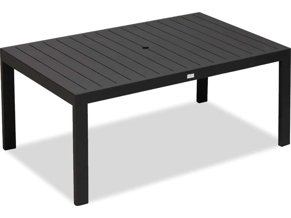Classic Aluminum 63-Inch Rectangular Dining Table with Umbrella Hole