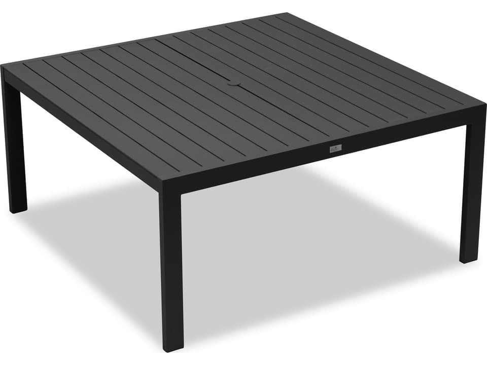 Classic Aluminum 63 Inch Square 8-Seat Dining Table with Umbrella Hole