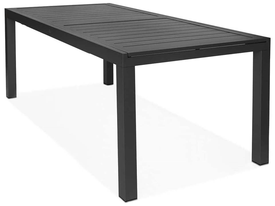Classic Aluminum Extendable Dining Table with Umbrella Hole in Black