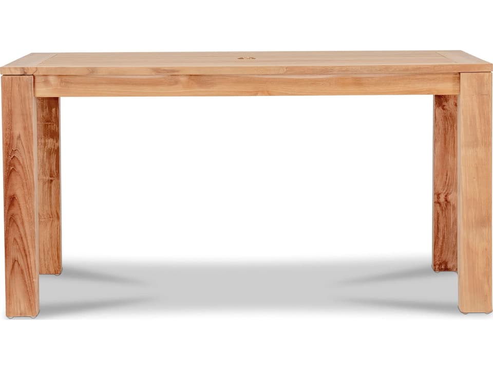 Classic Teak 60-Inch Rectangular Dining Table with Umbrella Hole