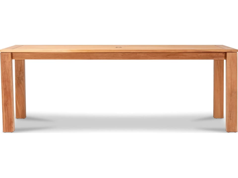 Classic Teak 8-Seater Rectangle Dining Table with Umbrella Hole