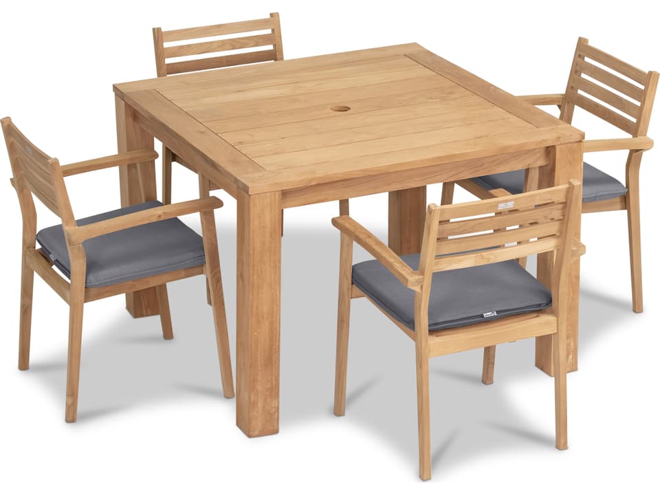 Sylvan Teak 5 Piece Square Outdoor Dining Set