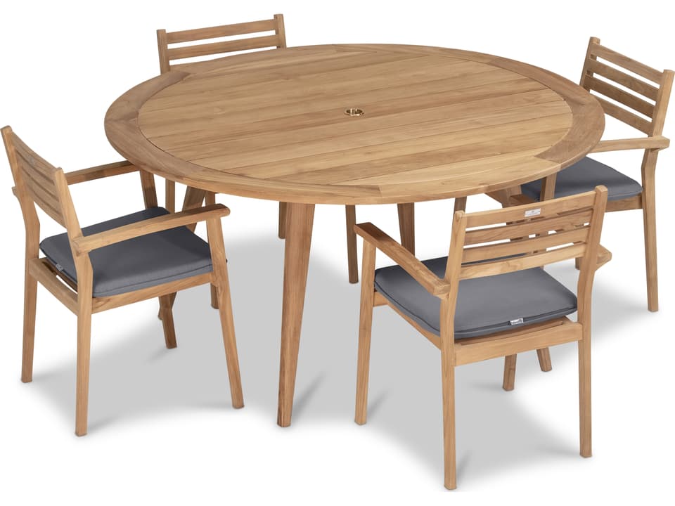 Sylvan Teak 5 Piece Round Outdoor Dining Set