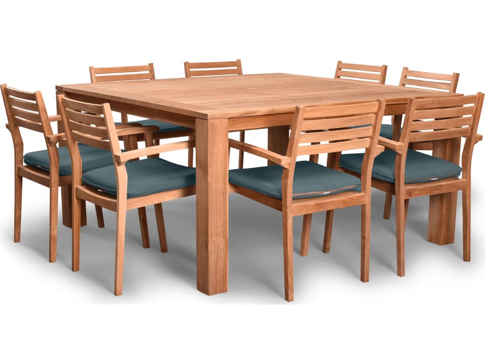 Sylvan Teak 9 Piece Rectangular Outdoor Dining Set
