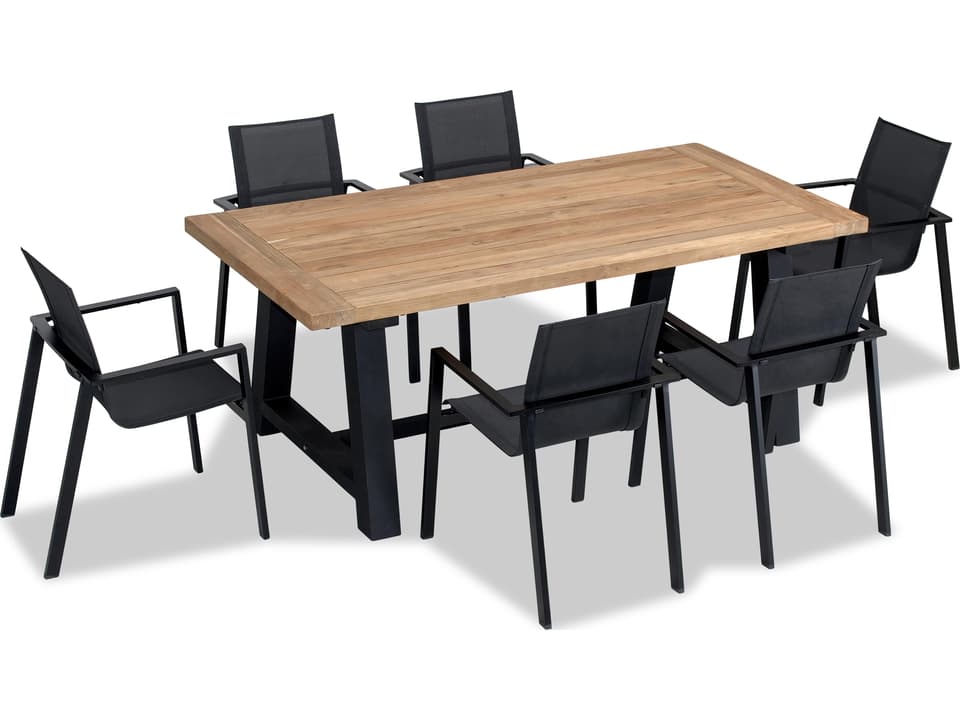 Lift Aluminum Sling 7 Piece Reclaimed Teak Dining Set