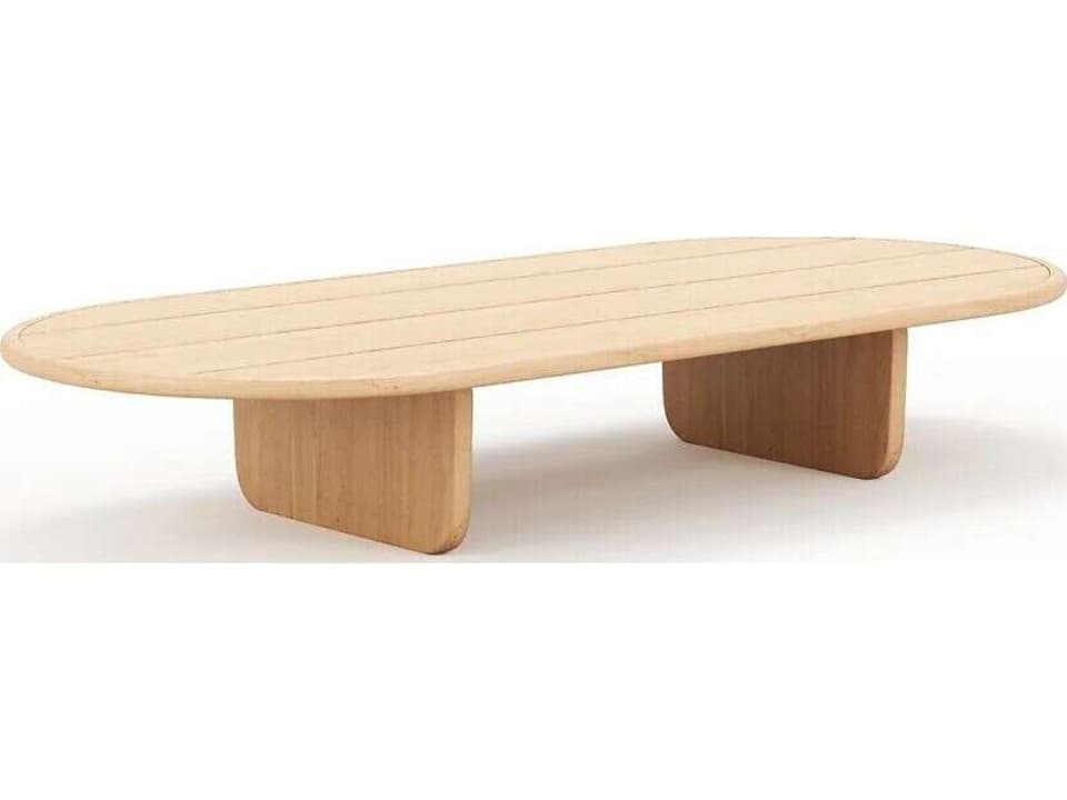 Muse Oval Teak Coffee Table in Natural Sanded