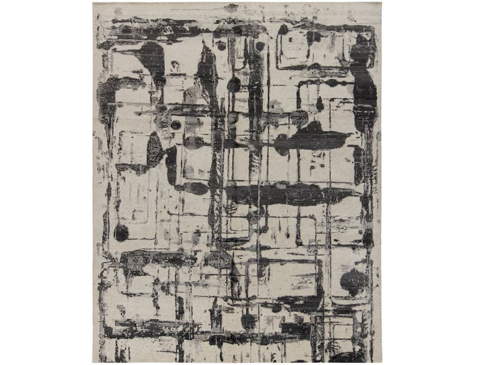 Charlotte Abstract Geometric Area Rug in Charcoal and Ivory