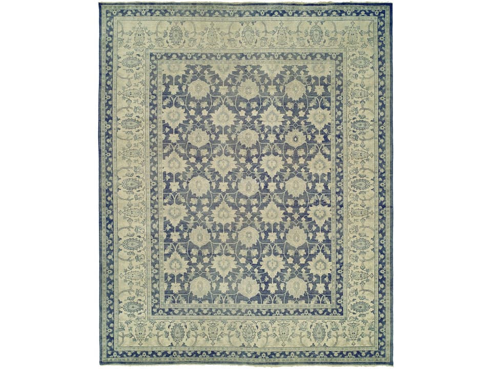 Elite Hand-Knotted Wool Area Rug in Blue