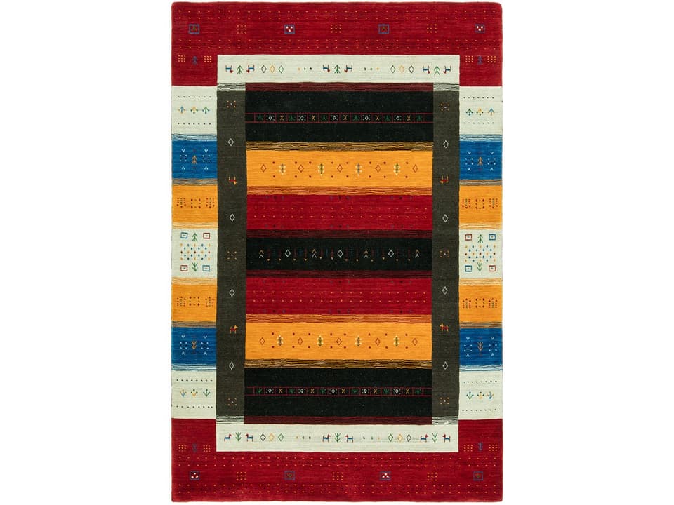 Folk Collection Traditional Area Rug in Red Multi