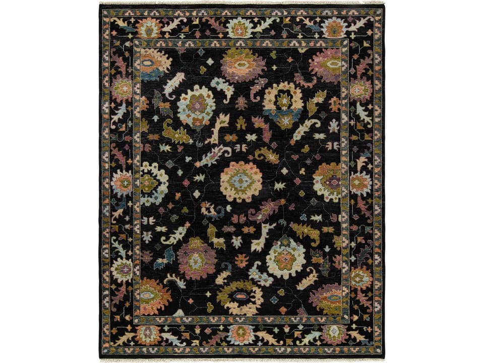 Splendid Collection Hand-Knotted Wool Area Rug Black Multi