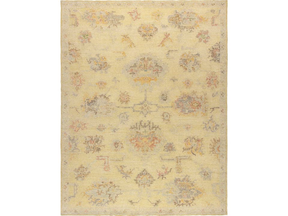 Lola Hand-Knotted Wool and Viscose Area Rug in Lemon