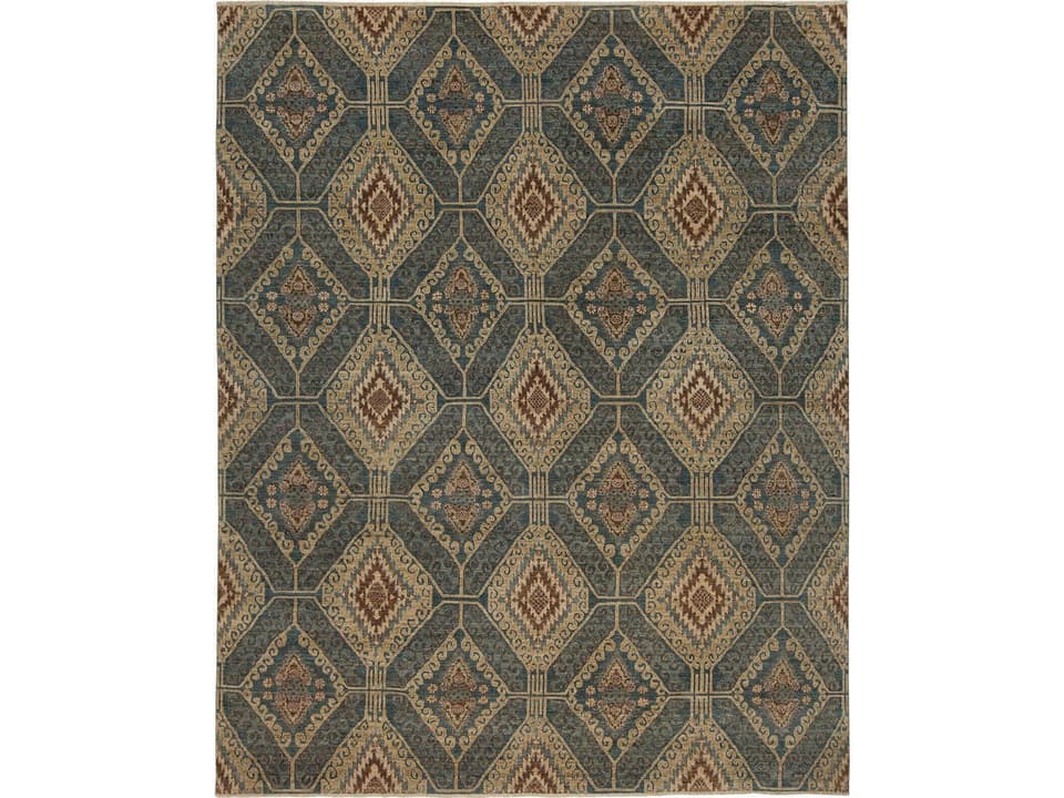 Metropolis Blue Hand Knotted Wool Blend Area Rug