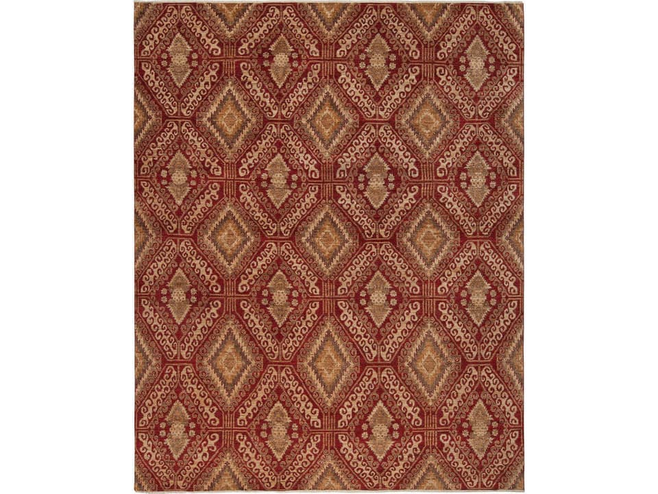 Metropolis Hand Knotted Area Rug in Red