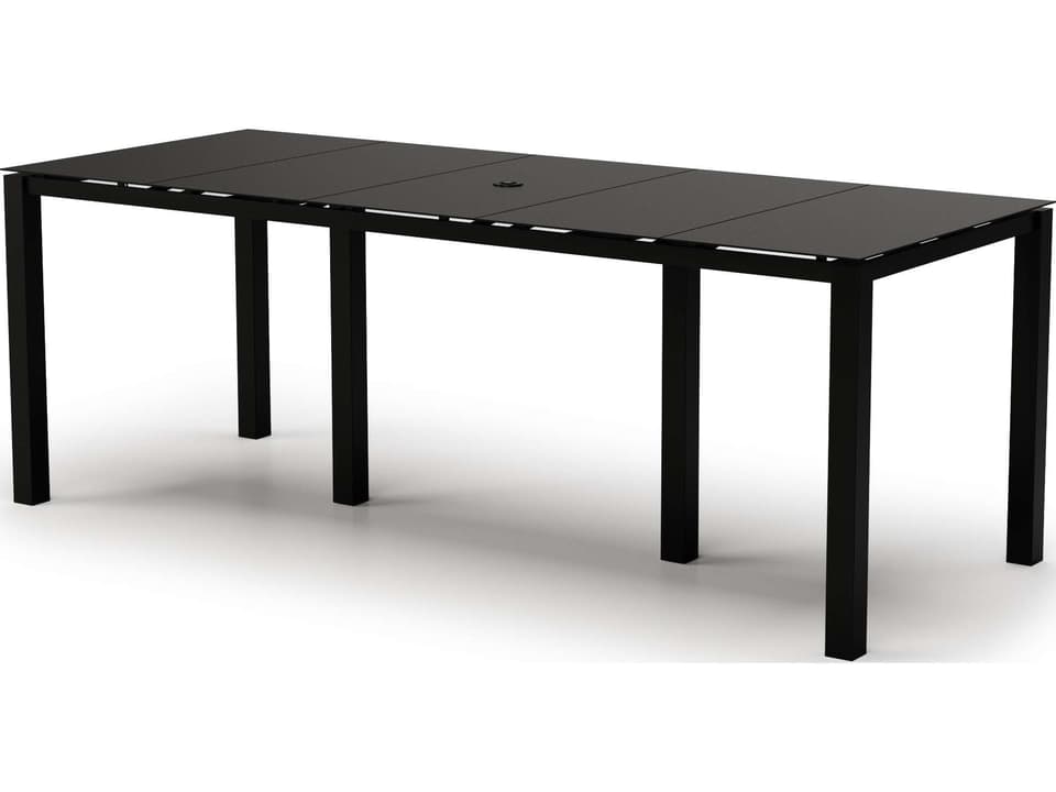 Mode 66 Inch Rectangular Aluminum Outdoor Bar Table with Umbrella Hole