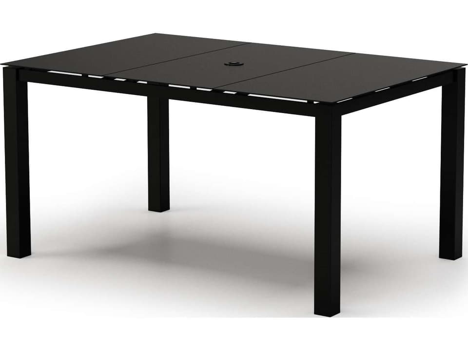 Mode 66-Inch Rectangular Aluminum Counter Table with Umbrella Hole