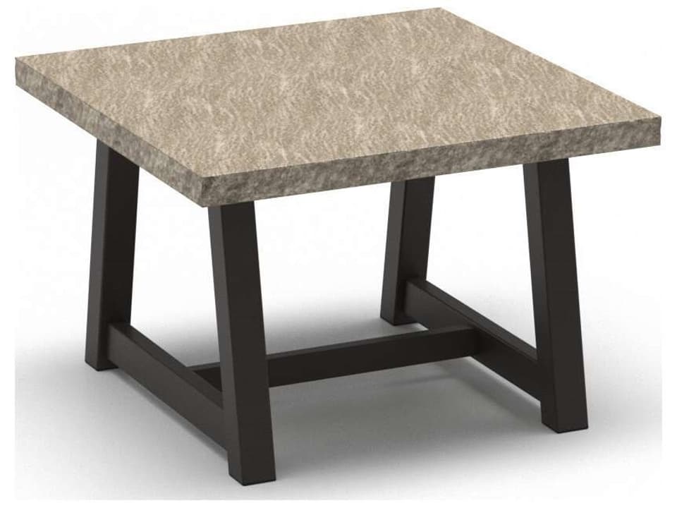Slate Natural Series 24 Inch Square Side Table with Trestle Base