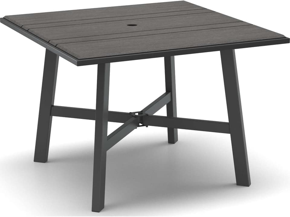 Medley 42 Inch Square Dining Table with Umbrella Hole in Trestle Base