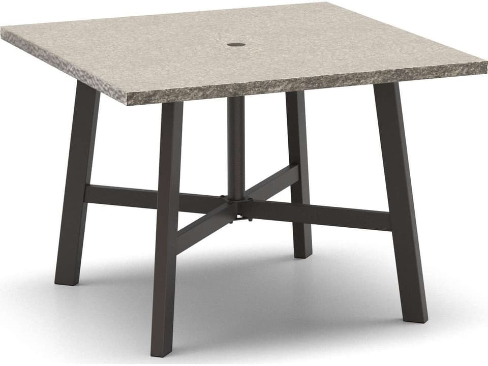 Shadow Rock Natural Series 42" Round Dining Table with Umbrella Hole in Trestle Base
