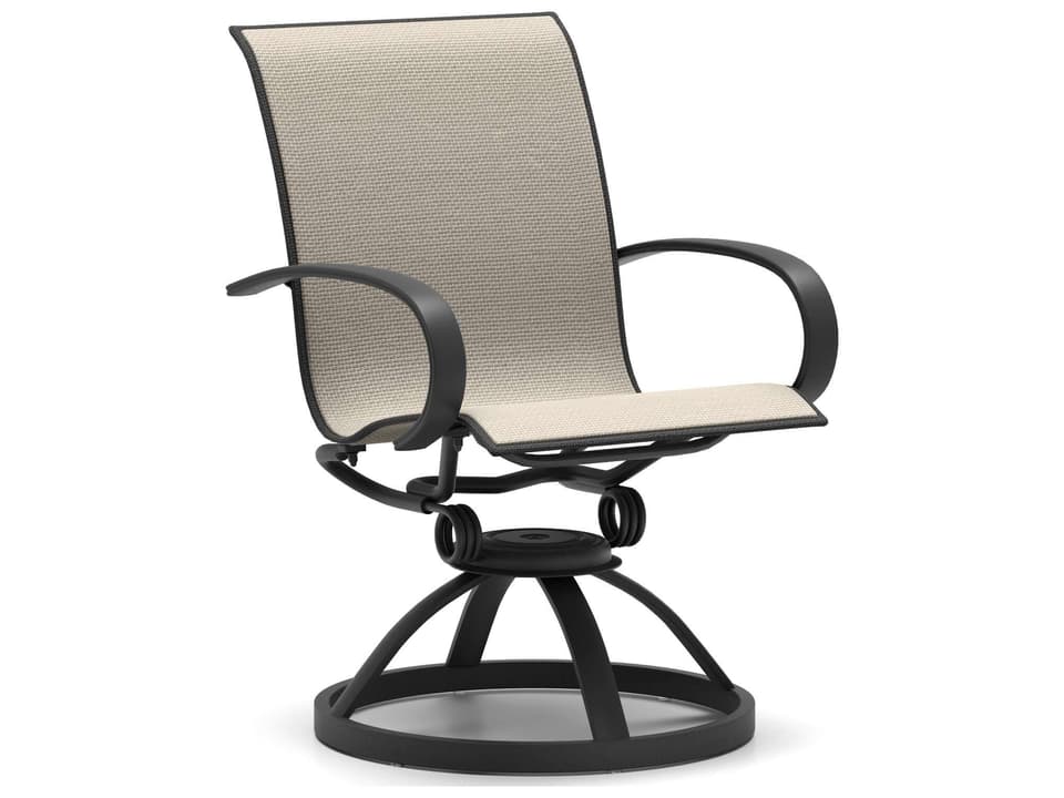 Harbor Sling Aluminum Low Back Swivel Rocker Dining Chair