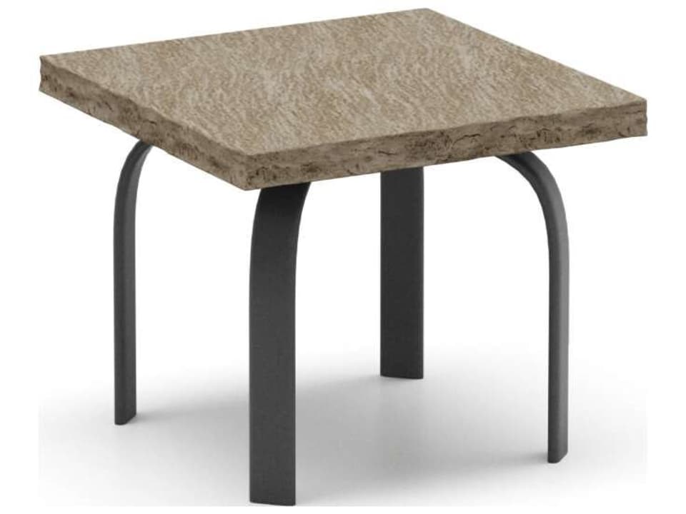 Slate Natural Series 24 Inch Square Faux Stone End Table