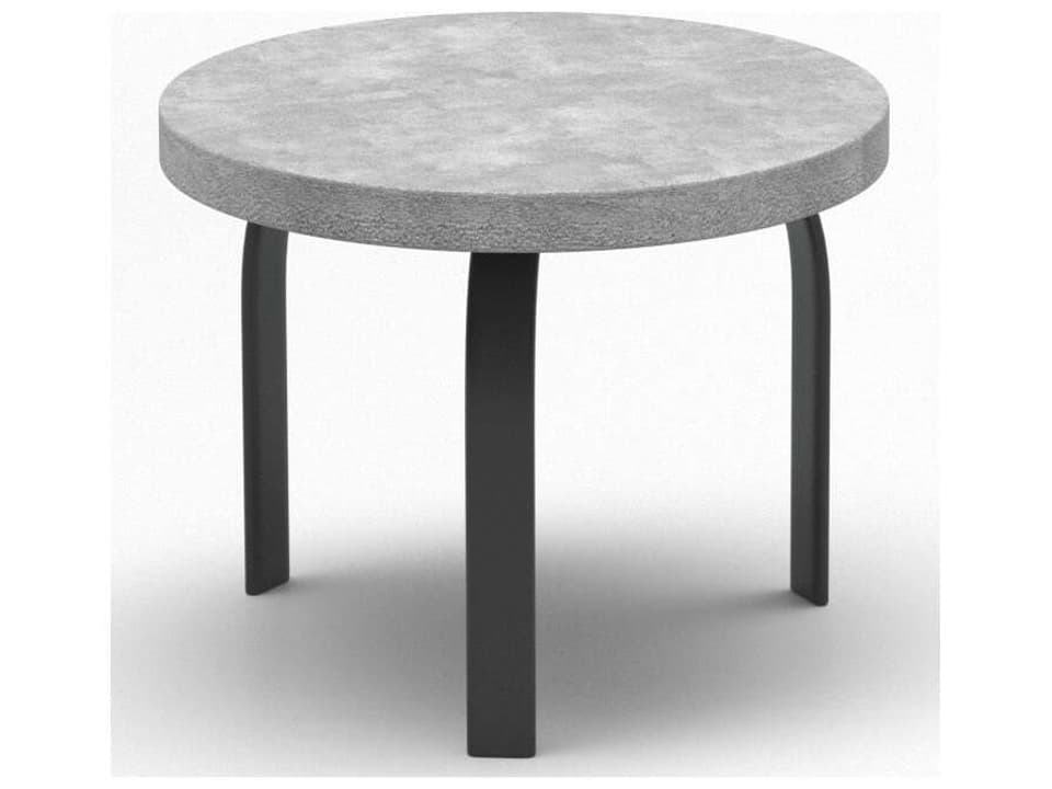 Concrete Natural Series 24 Inch Round Side Table with Universal Base