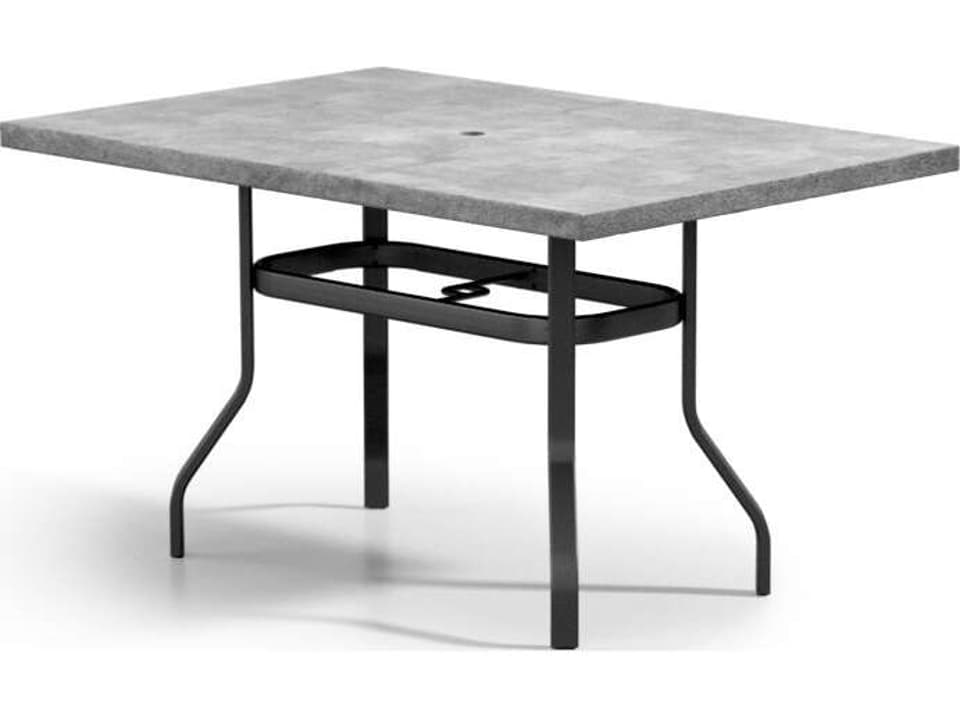 Concrete Aluminum Rectangular Counter Table with Umbrella Hole