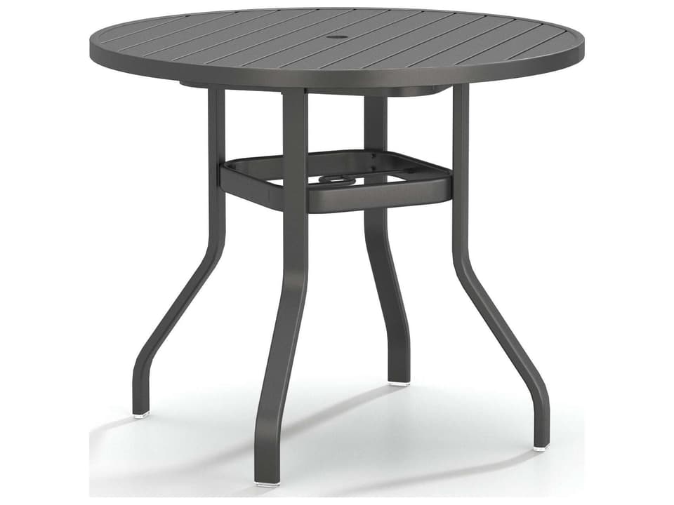 Latitude 42 Inch Round Aluminum Counter Table with Umbrella Hole