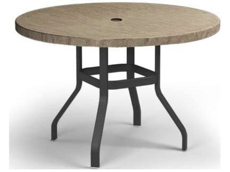 Slate Aluminum 42-Inch Round Counter Table with Umbrella Hole