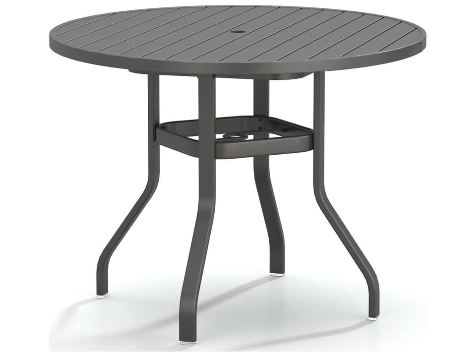 Latitude 48 Inch Round Aluminum Counter Table with Umbrella Hole