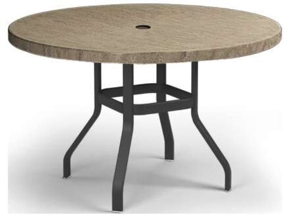 Slate 48-Inch Round Aluminum Counter Table with Umbrella Hole