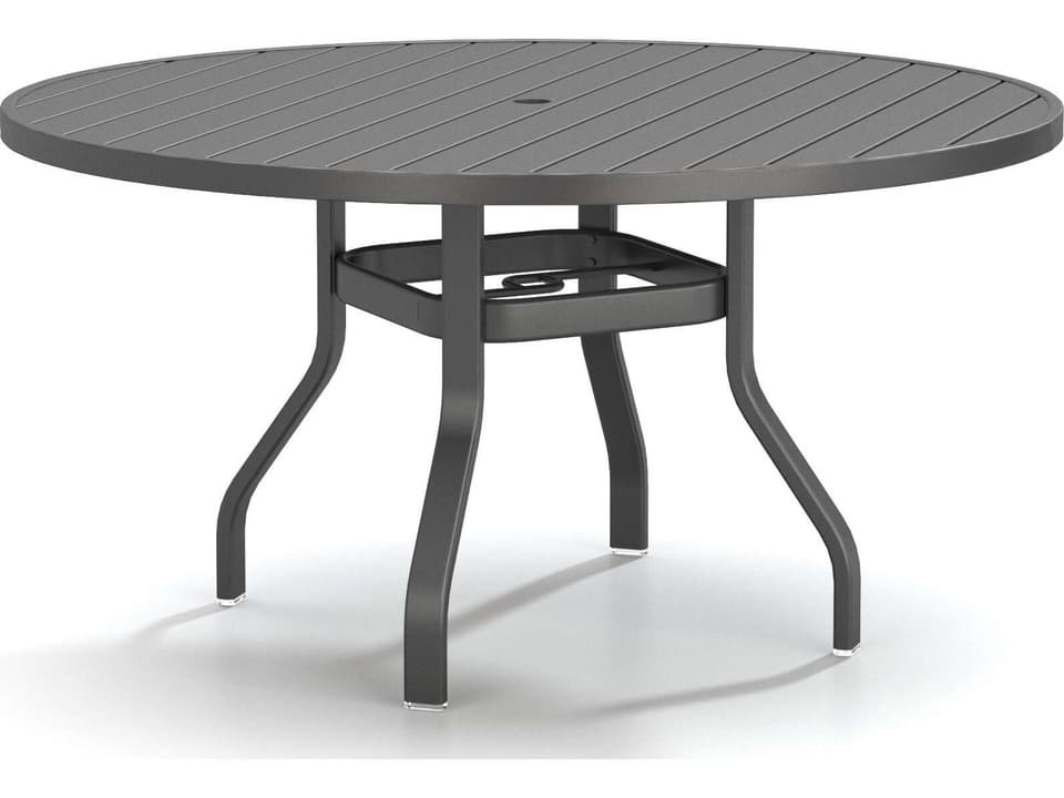 Latitude 54 Inch Round Aluminum Dining Table with Umbrella Hole