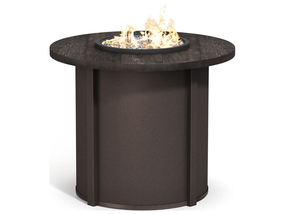 Timber Faux Wood Aluminum Round Outdoor Fire Pit Table