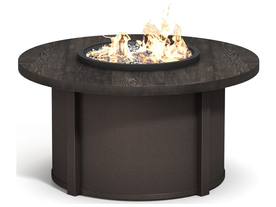 Timber Faux Wood Aluminum Round Patio Fire Pit Table
